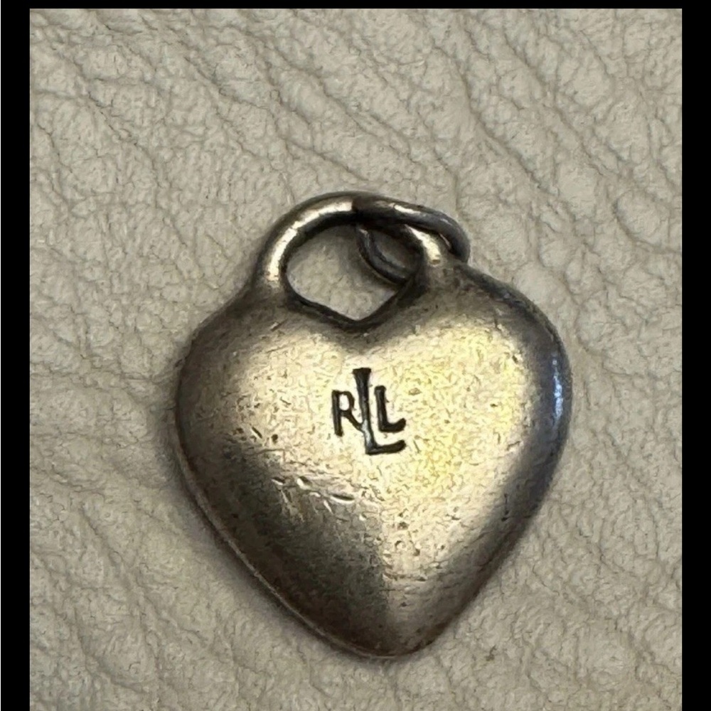 Vintage RL Sterling Silver Heart Charm Floral Engraved